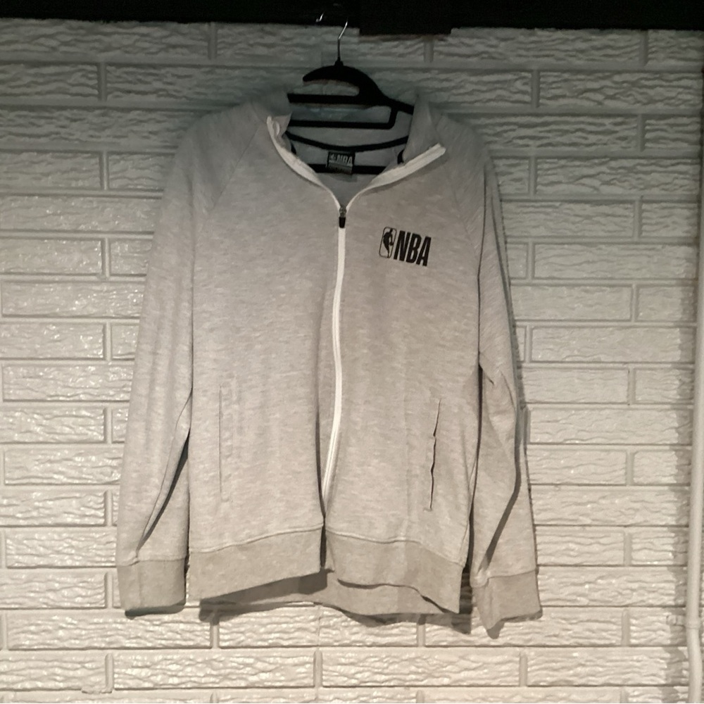 NBA Basketball Full Zip Sport Jacket Sweatshirt Gray Men’s Large